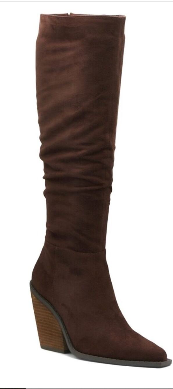 Charles David Wire Tall Boots Brown Microsuede Size 7 NWOB Textile Upper Fall